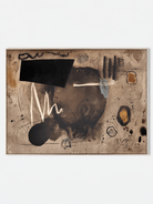 Hand-painted contemporary gestural abstract painting in brown, black and earth tones by Kaelan Slate