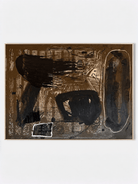 Hand-painted moody gestural abstract painting in black, brown and earthy neutrals by Kaelan Slate