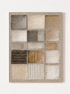 Hand-painted neutral textured geometric wall art in ivory, beige, taupe and ochre by Eliot Vermeer