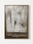 Hand-painted architectural textured grid abstract painting in greige, warm gray and taupe by Eliot Vermeer
