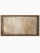 Hand-painted Wabi Sabi textured abstract painting with a faded brown grid on an ivory background by Eliot Vermeer