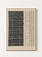 Hand-painted black and beige textured geometric wall art with ivory relief grid by Eliot Vermeer