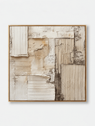 Hand-painted neutral textured abstract wall art in ivory, cream, beige and weathered gray by Eliot Vermeer
