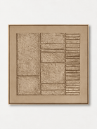 Hand-painted beige textured geometric wall art with monochrome sand-toned relief by Eliot Vermeer