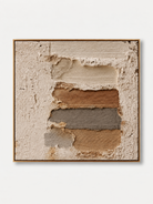 Hand-painted neutral textured wall art with ivory plaster relief and layered beige brown and gray earth tones by Eliot Vermeer