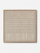 Hand-painted beige textured geometric wall art with raised ivory lines and dots on warm greige by Eliot Vermeer