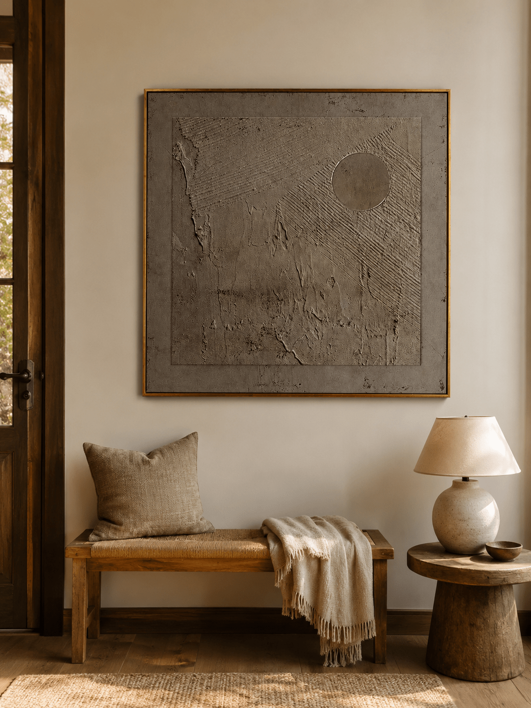 Hand painted 3D textured abstract canvas for living room and bedroom decor