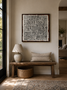 Contemporary square abstract painting in black, white and gray