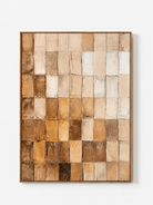 Hand-painted earth tone textured geometric wall art in ivory, beige, ochre and warm brown by Eliot Vermeer