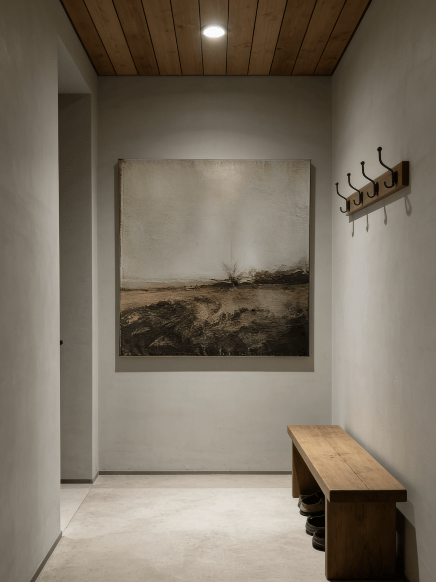 Original abstract landscape painting - textured earth tone artwork, wabi-sabi style wall art for living room or study decor