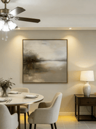 soft abstract art in muted earth tones with textured glazing, atmospheric wall decor for bedroom or meditation space