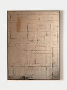 Hand-painted minimalist geometric abstract wall art featuring textured beige and taupe rectangular patterns on canvas, modern neutral artwork for contemporary living room decor.