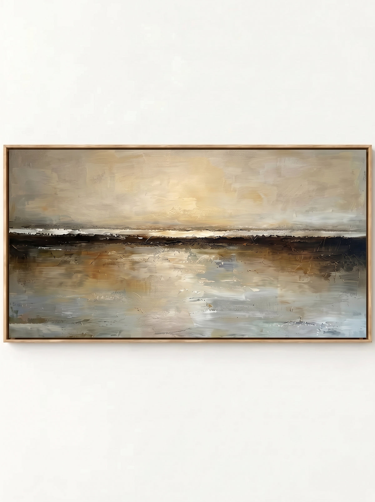 Textured horizontal twilight landscape painting on canvas by Evelyn Li - WABI Wall Art