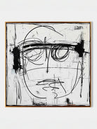 expressionist portrait painting – bold black linework on textured background, neo-expressionist art for modern interiors