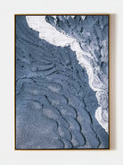 Hand-painted abstract ocean painting with heavy texture on pure color background, modern seascape canvas wall art