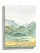 Hand-painted textured mountain range landscape in modern abstract style, canvas wall art for home decor