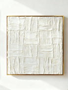 Hand-painted plaster texture abstract painting on canvas, modern textured wall art for living room