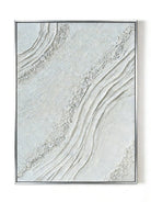 Textured plaster abstract wall art displayed in contemporary living room interior setting