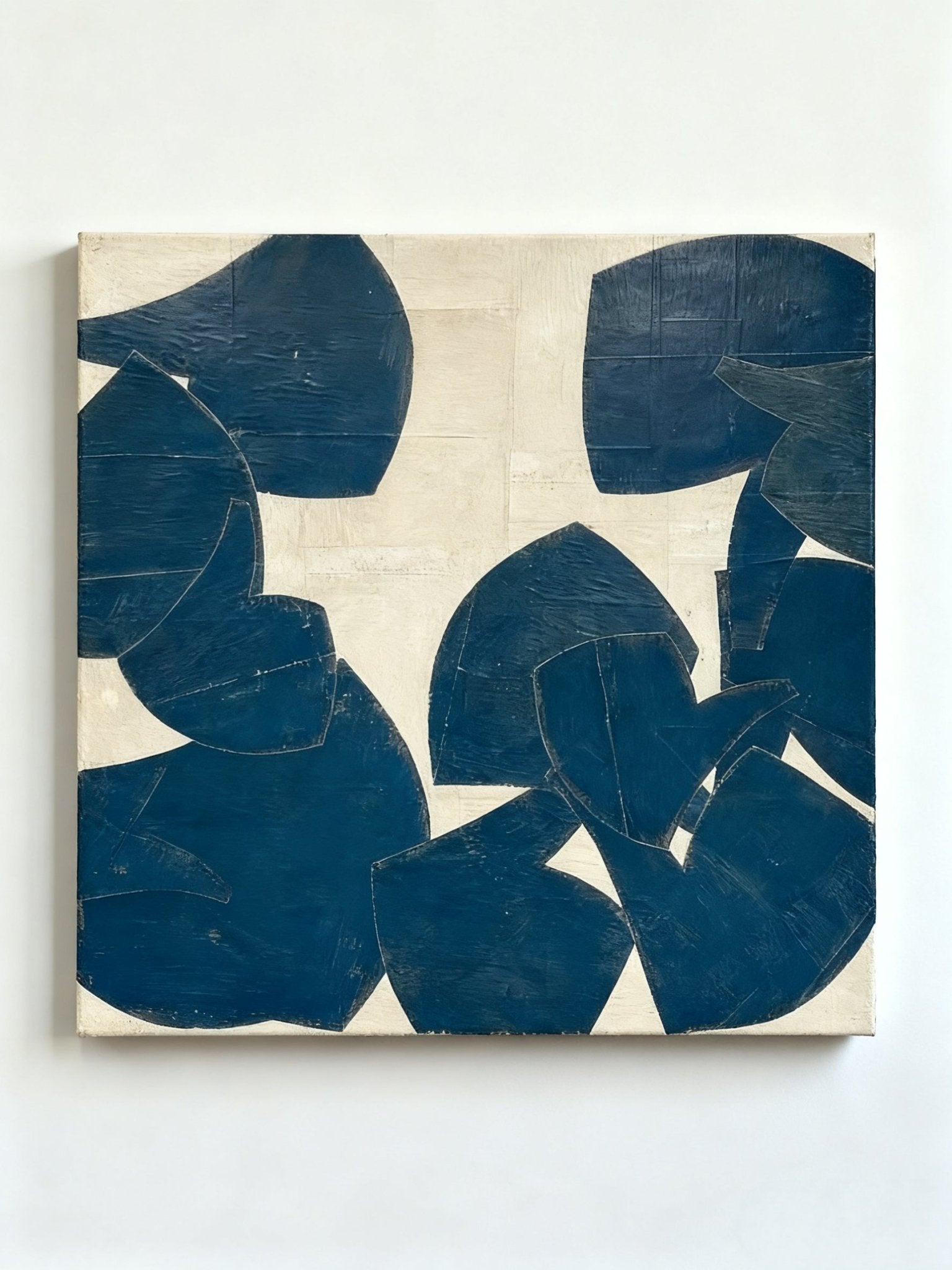 Hand-painted modern abstract wall art with irregular geometric shapes on canvas, from WABI-Wall Art