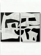 Modern geometric diptych, hand-painted oil painting on canvas for wall decor