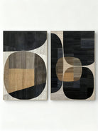 Modern abstract diptych oil painting with textured finish for living room