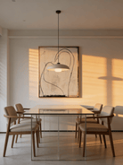 minimalist abstraction painting  – fluid charcoal lines on textured beige background, body-positive wall art