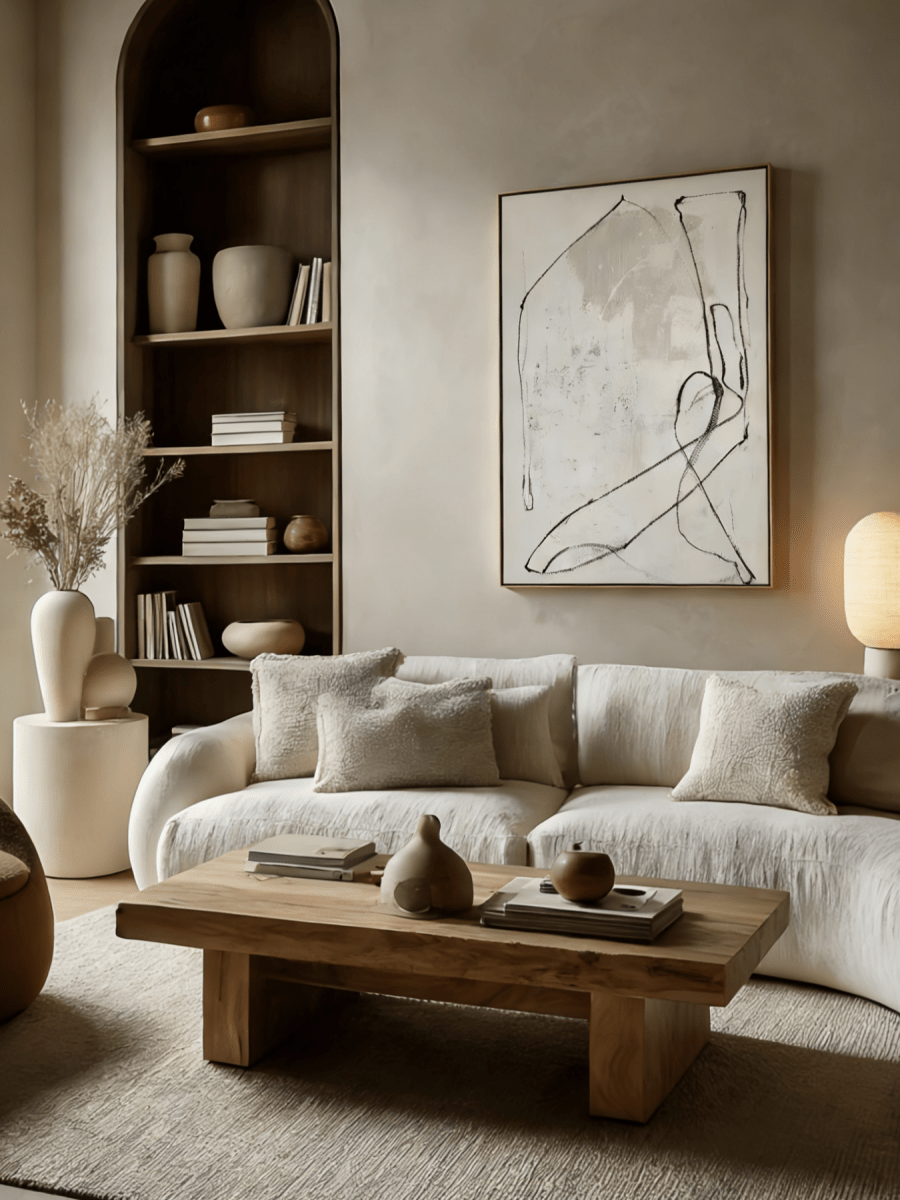 Large hand-painted minimalist abstract line art on canvas, modern monochrome wall decor for luxury home