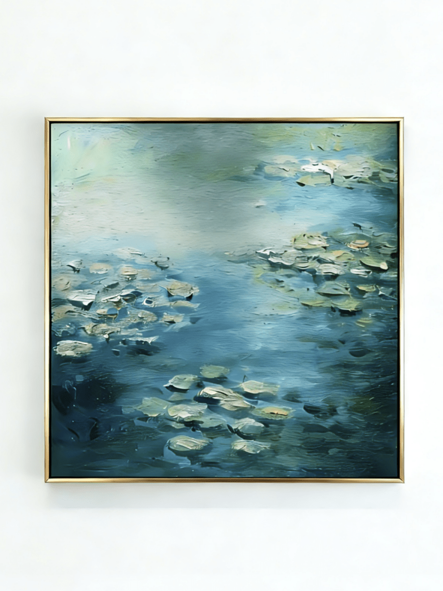 Original impressionist water lily painting–  nature-inspired wall art for living room or bedroom decor