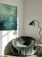 Original impressionist water lily painting–  nature-inspired wall art for living room or bedroom decor