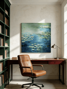 Original impressionist water lily painting–  nature-inspired wall art for living room or bedroom decor