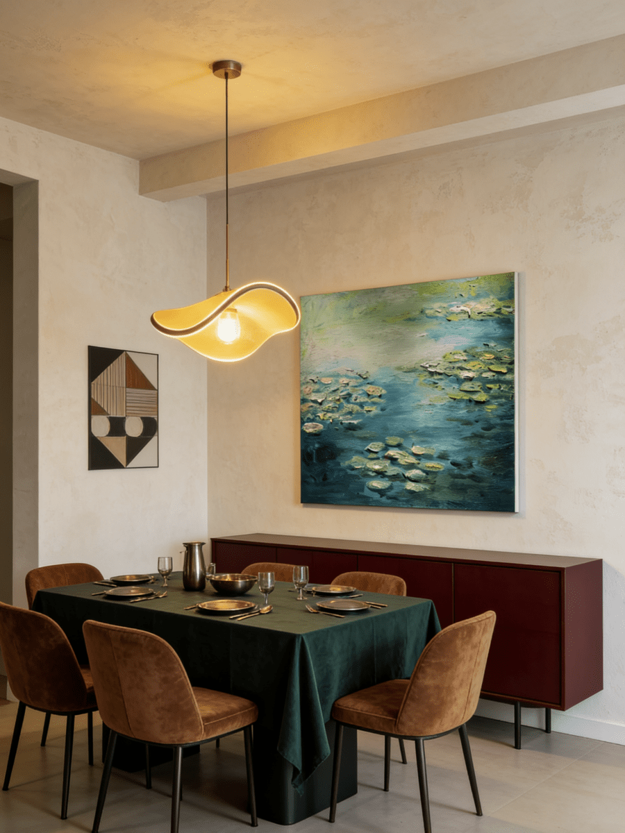 Original impressionist water lily painting–  nature-inspired wall art for living room or bedroom decor