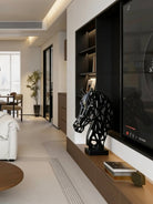 abstract horse head sculpture, matte black openwork metal figurine for modern home office decor