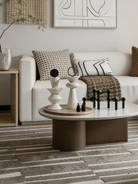 Minimalist geometric sculpture set in beige terrazzo texture  resin - modern architectural decor for shelf or console styling