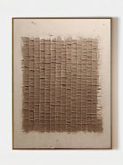 Wabi-Sabi textured brown grid pattern painting , hand-painted tonal canvas artwork