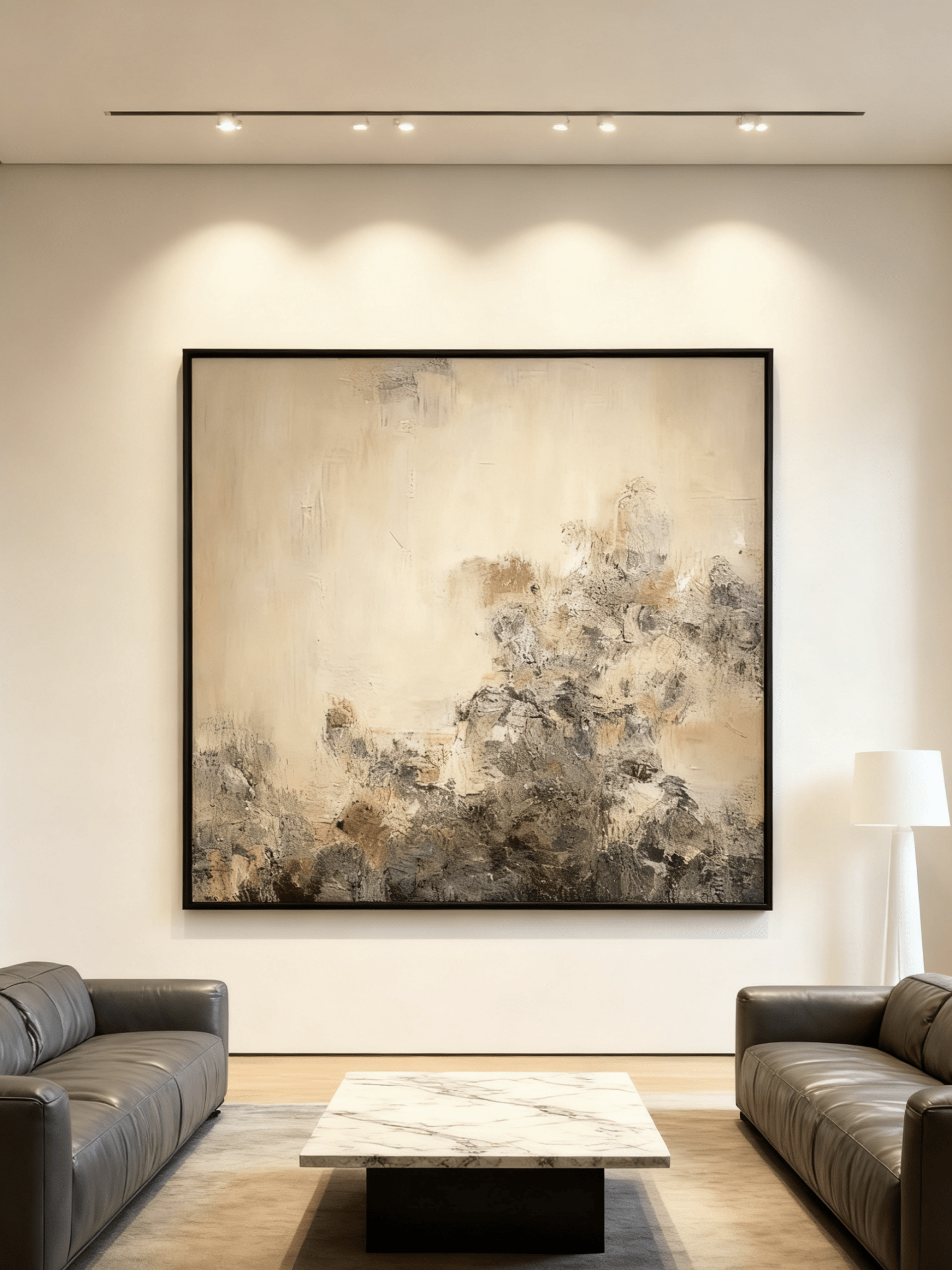 Wabi-Sabi style hand-painted oil painting of a single flower on a heavily textured and weathered wall, minimalist canvas art