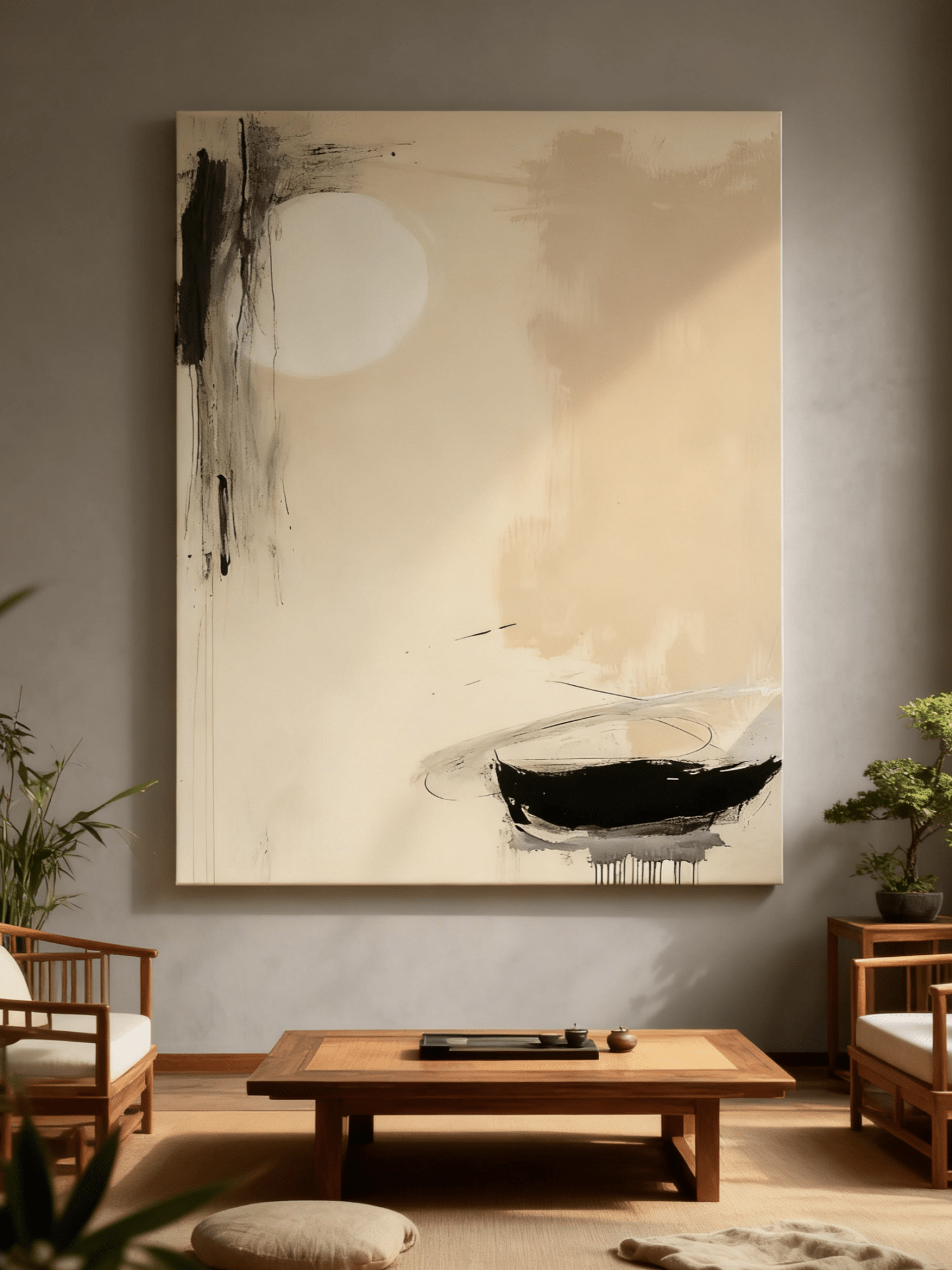 Close-up of textured brushstrokes in moonlit boat painting showing impasto technique and abstract details