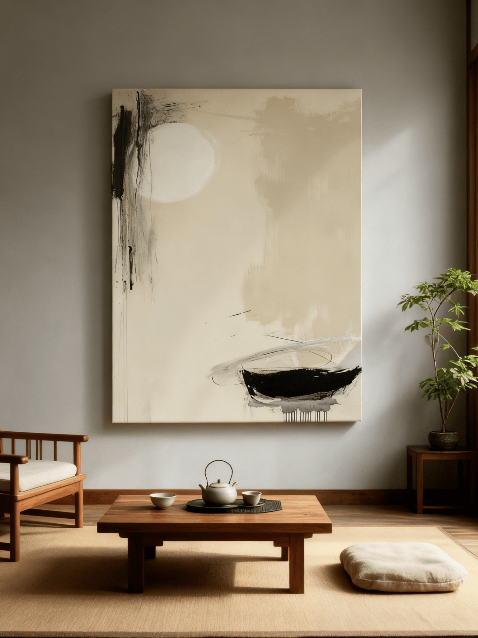 Close-up of textured brushstrokes in moonlit boat painting showing impasto technique and abstract details