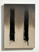 Hand-painted Wabi-Sabi abstract canvas with textured brushstrokes in neutral tones, pure color background oil painting