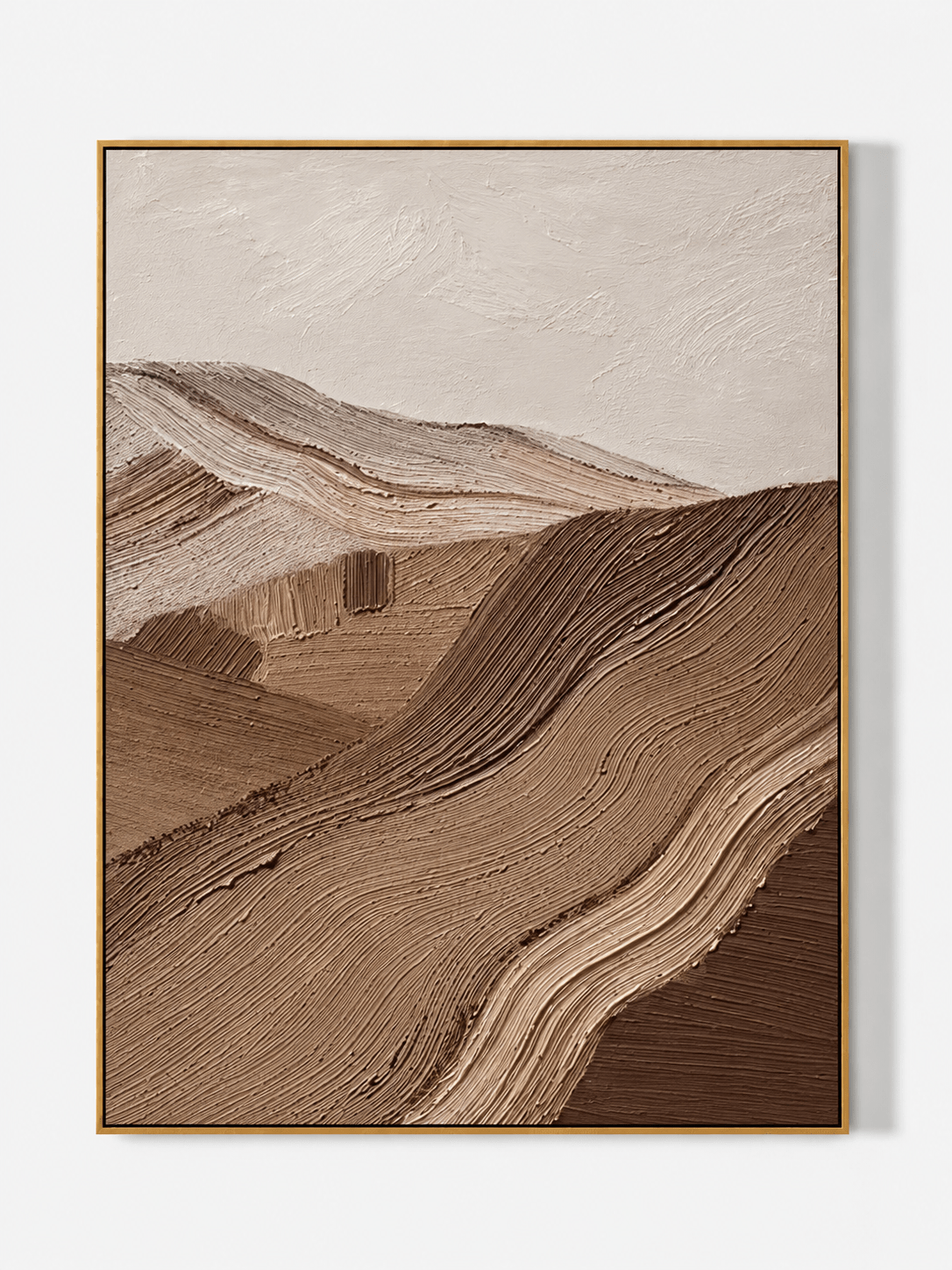 Vertical textured desert dune landscape painting on canvas by Evelyn Li - WABI Wall Art
