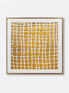 Square minimalist gold grid 3D textured relief canvas painting by Eliot Vermeer - WABI Wall Art